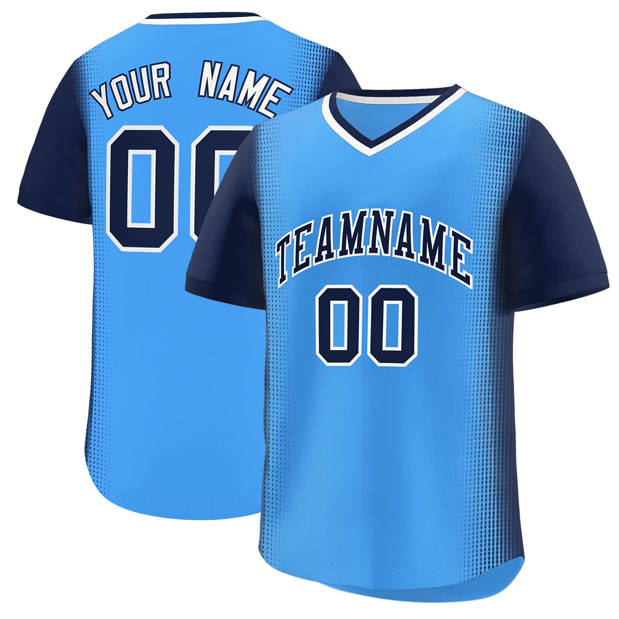 Custom Powder Blue Navy Personalized Raglan Sleeves Authentic Baseball Jersey