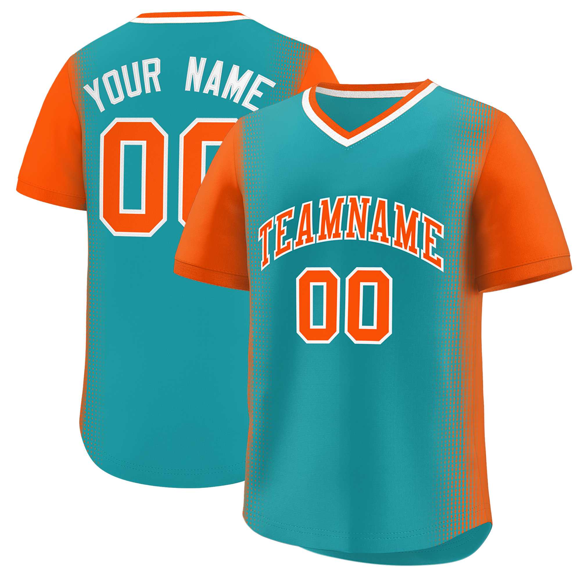 Custom Aqua Orange Personalized Raglan Sleeves Authentic Baseball Jersey