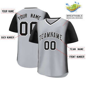 Custom Gray Black Personalized Raglan Sleeves Authentic Baseball Jersey