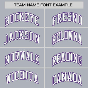 Custom Gray Purple Personalized Raglan Sleeves Authentic Baseball Jersey