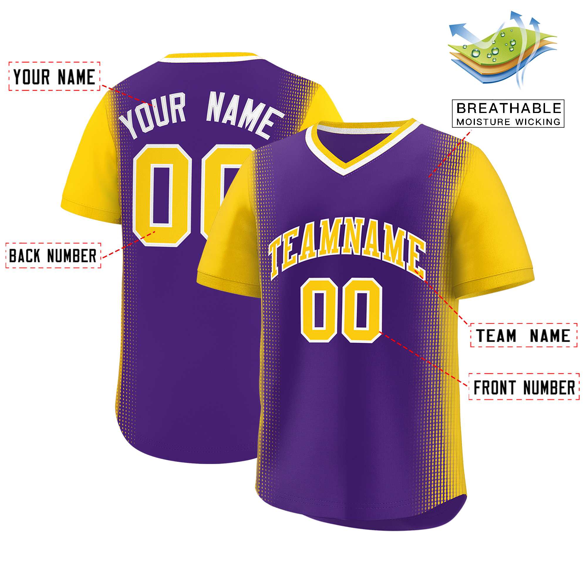 Custom Purple Gold Personalized Raglan Sleeves Authentic Baseball Jersey