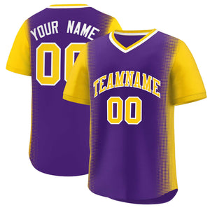 Custom Purple Gold Personalized Raglan Sleeves Authentic Baseball Jersey