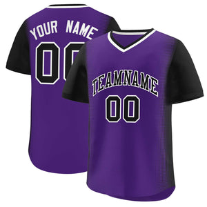 Custom Purple Black Personalized Raglan Sleeves Authentic Baseball Jersey