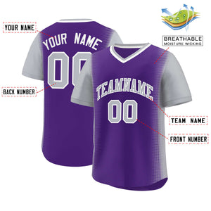 Custom Purple Gray Personalized Raglan Sleeves Authentic Baseball Jersey