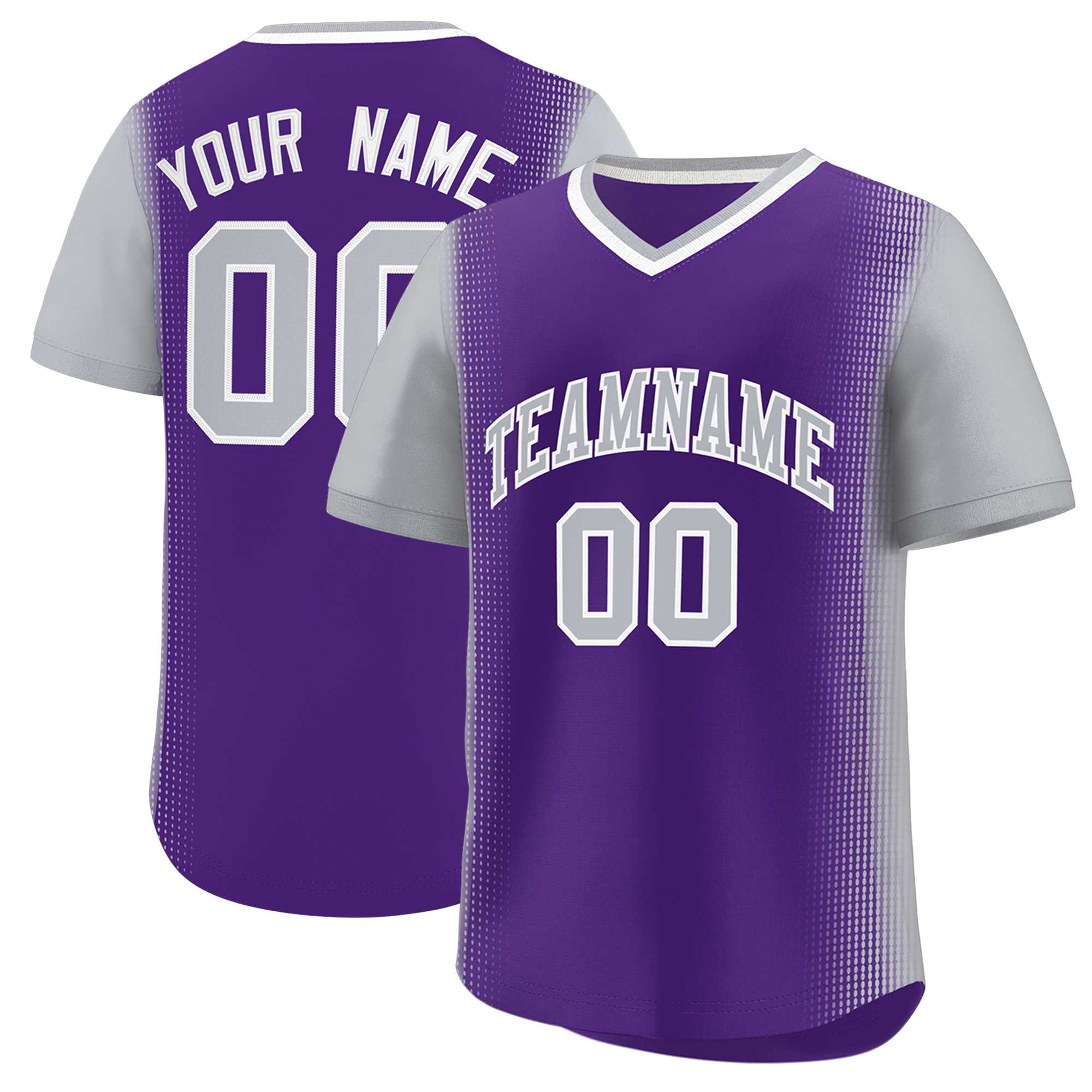 Custom Purple Gray Personalized Raglan Sleeves Authentic Baseball Jersey