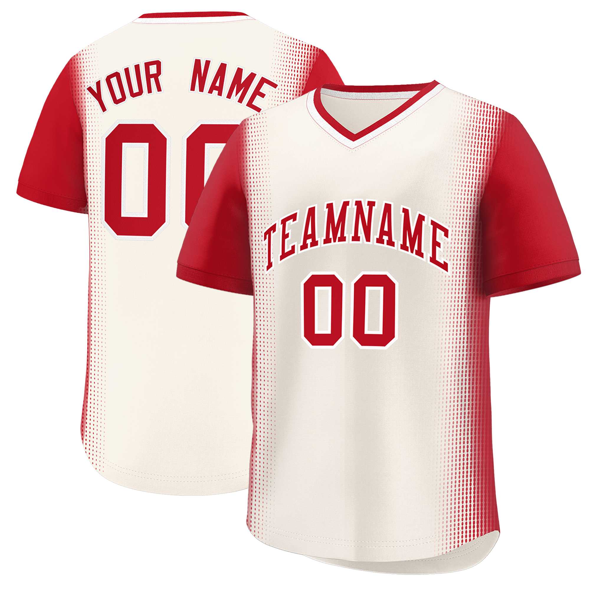 Custom Cream Red Personalized Raglan Sleeves Authentic Baseball Jersey