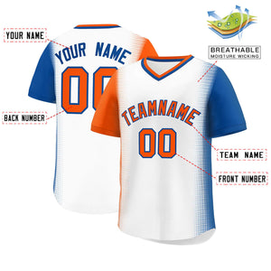 Custom White Orange-Royal Personalized Raglan Sleeves Authentic Baseball Jersey