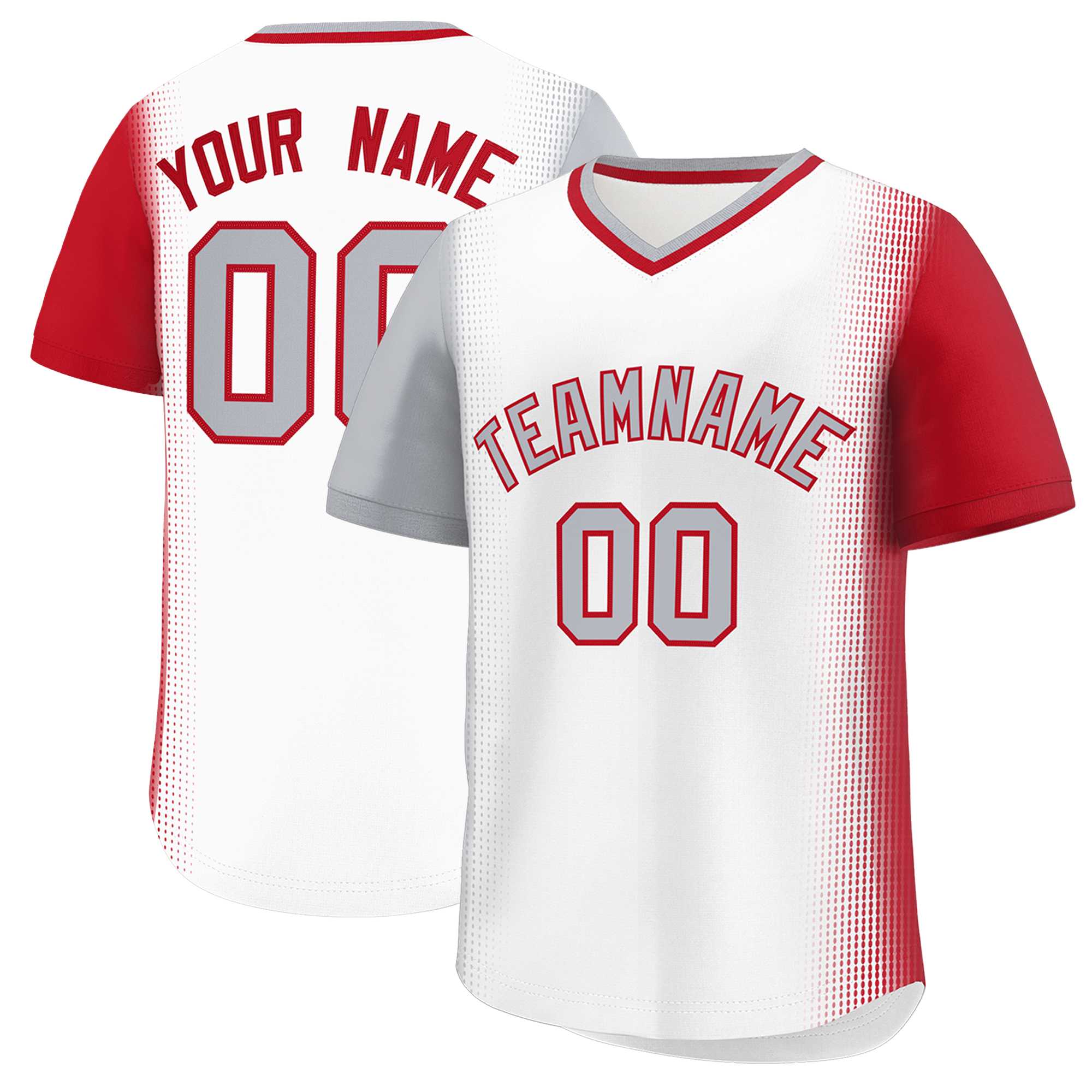 Custom White Gray-Red Personalized Raglan Sleeves Authentic Baseball Jersey