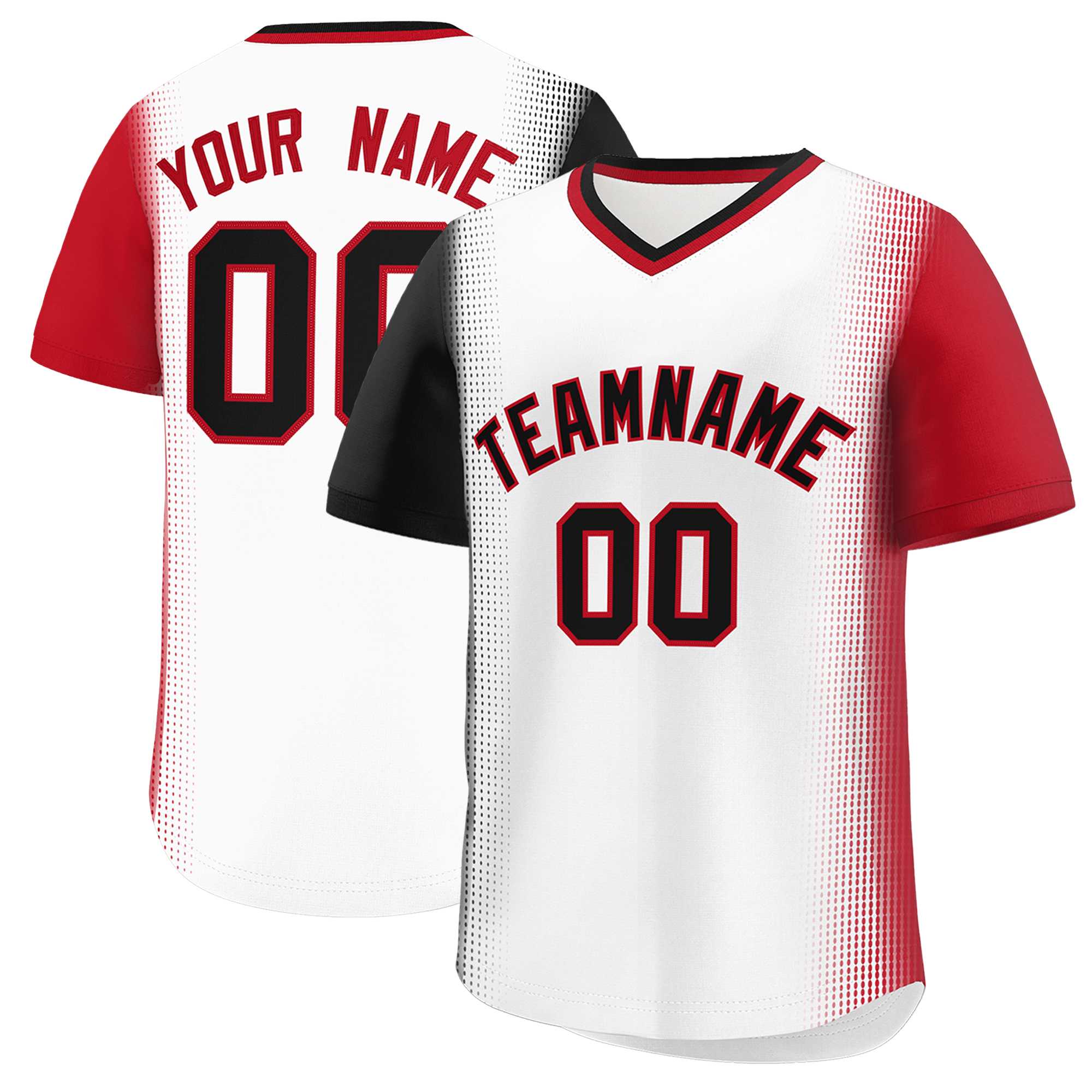 Custom White Black-Red Personalized Raglan Sleeves Authentic Baseball Jersey