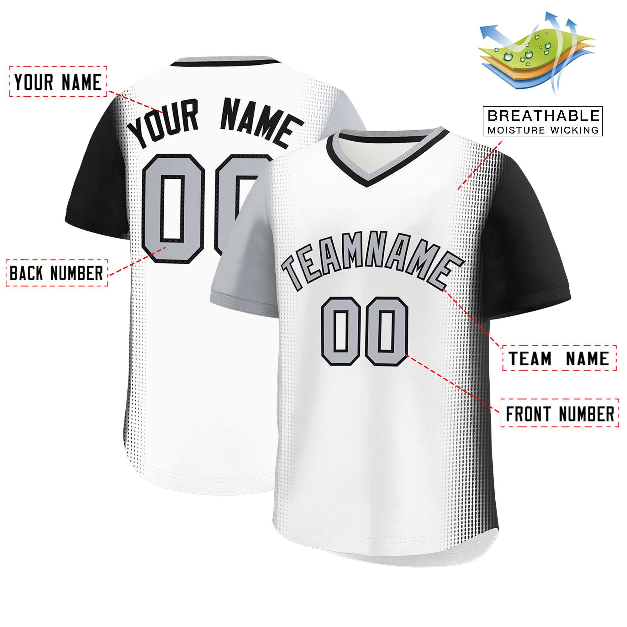 Custom White Gray-Black Personalized Raglan Sleeves Authentic Baseball Jersey