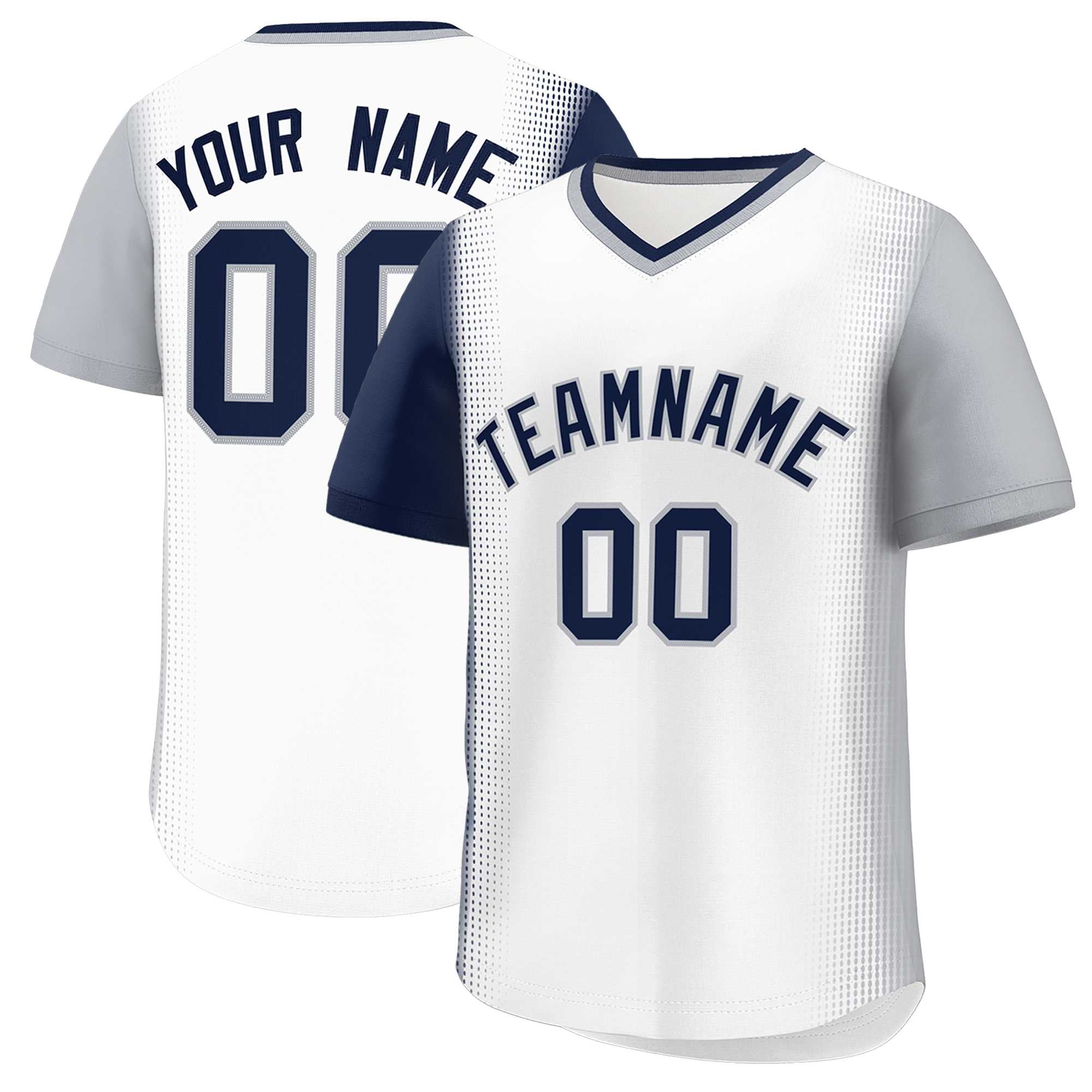 Custom White Navy-Gray Personalized Raglan Sleeves Authentic Baseball Jersey