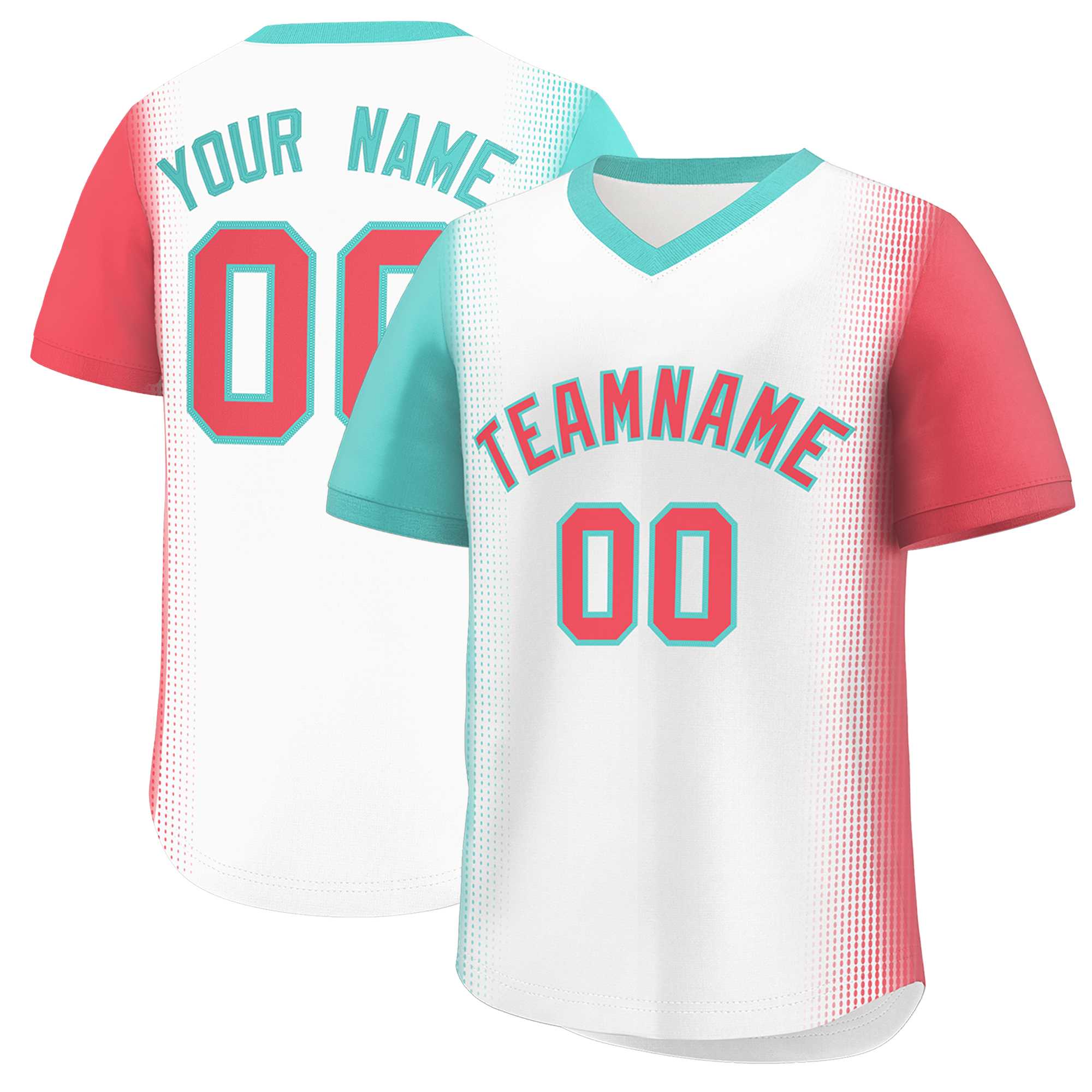 Custom White Bright Green-Light Red Personalized Raglan Sleeves Authentic Baseball Jersey