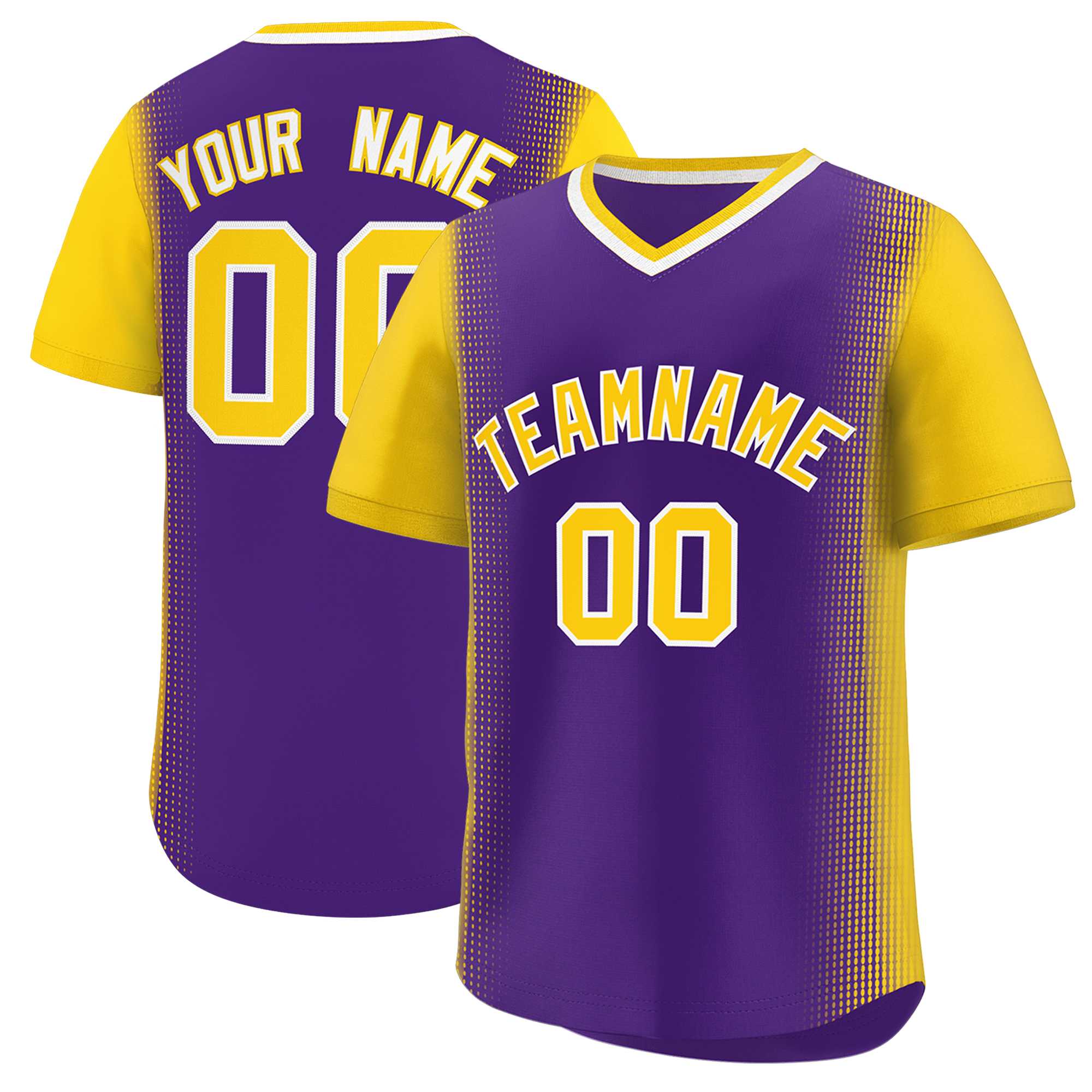 Custom Purple Gold Personalized Raglan Sleeves Authentic Baseball Jersey