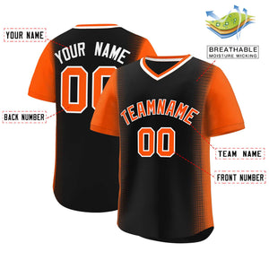 Custom Black Orange Personalized Raglan Sleeves Authentic Baseball Jersey