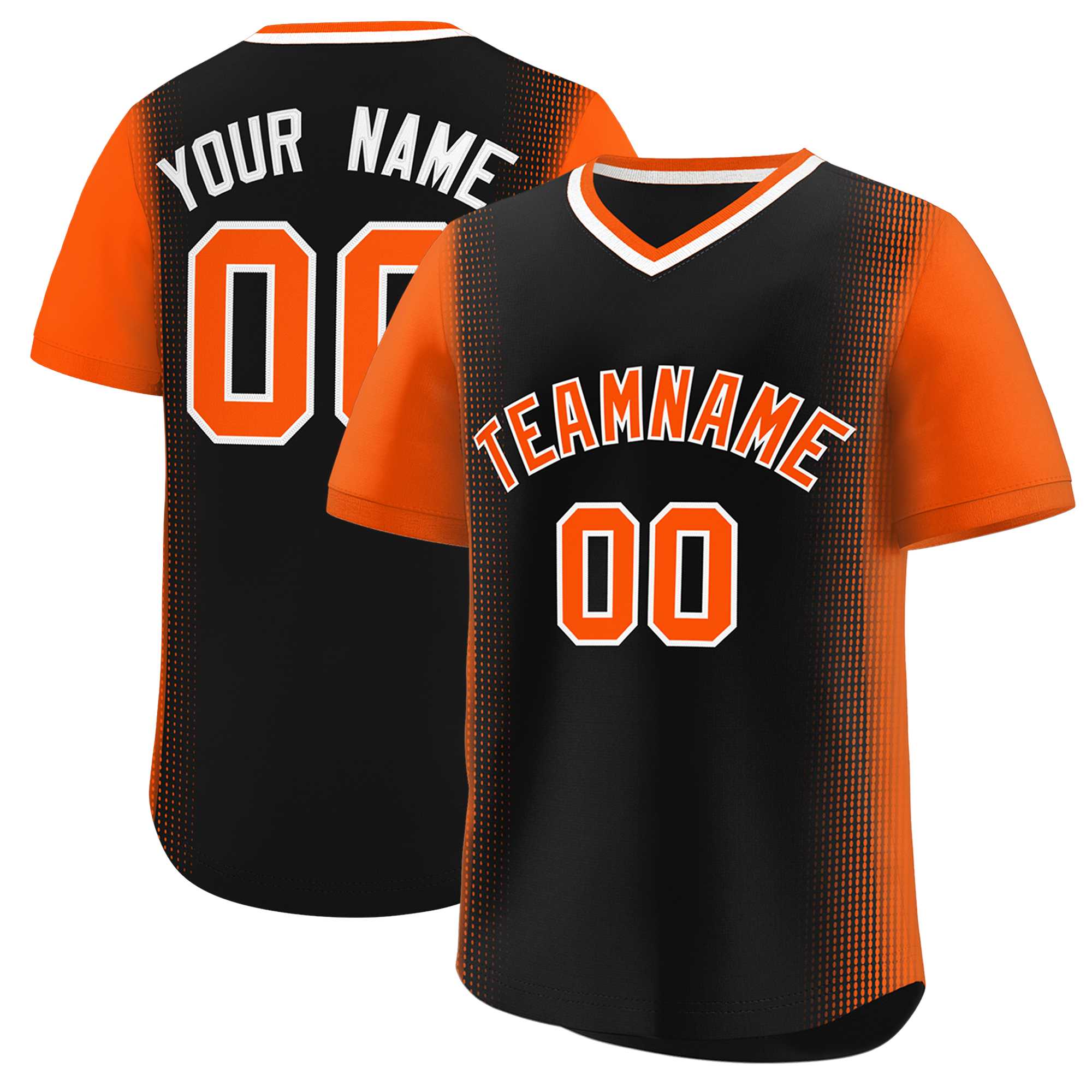 Custom Black Orange Personalized Raglan Sleeves Authentic Baseball Jersey