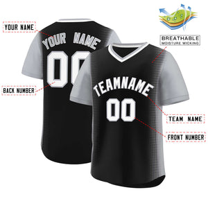 Custom Black Gray Personalized Raglan Sleeves Authentic Baseball Jersey