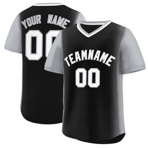 Custom Black Gray Personalized Raglan Sleeves Authentic Baseball Jersey