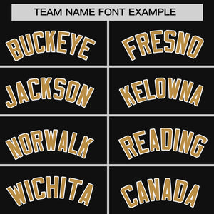 Custom Black Old Gold Personalized Raglan Sleeves Authentic Baseball Jersey