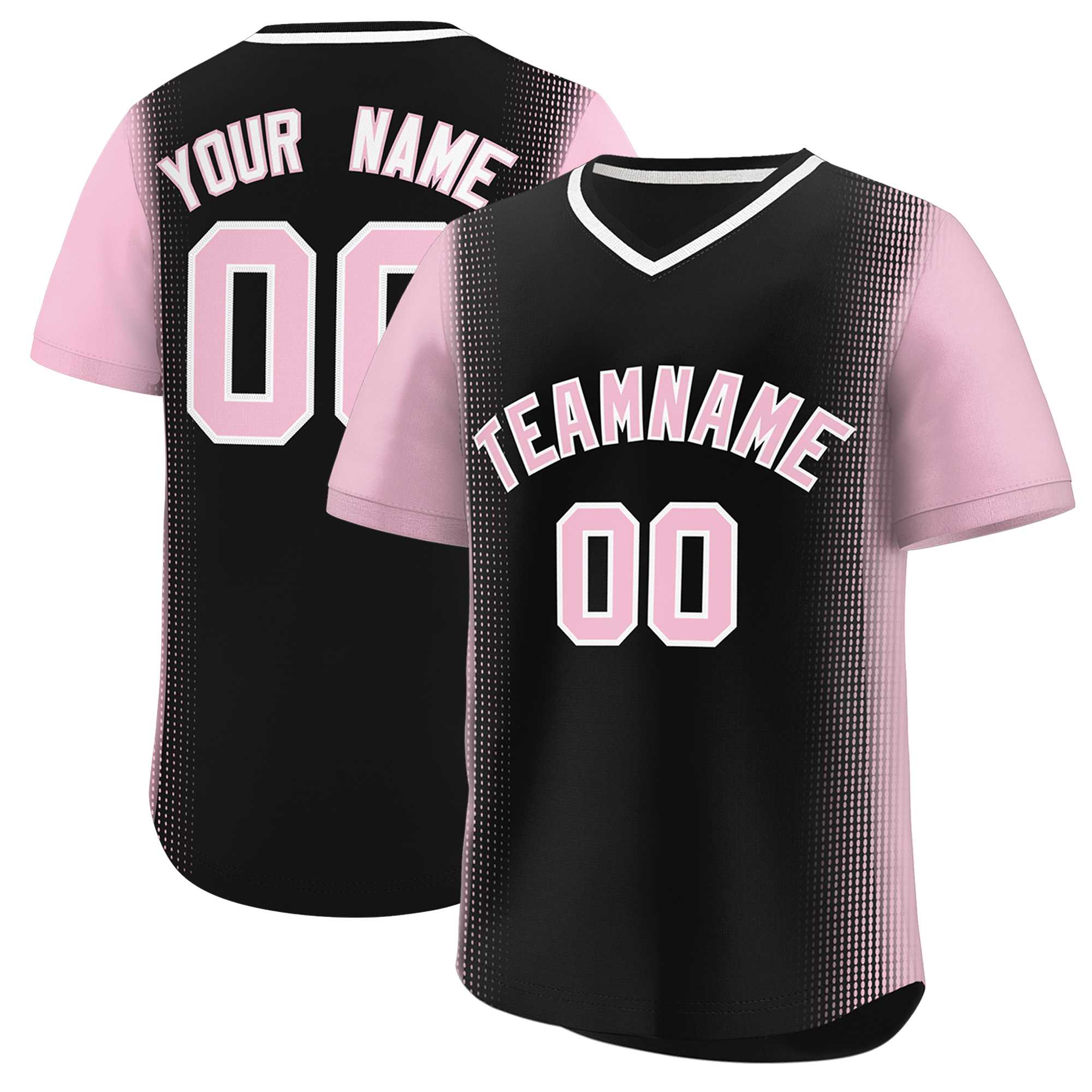 Custom Black Light Pink Personalized Raglan Sleeves Authentic Baseball Jersey