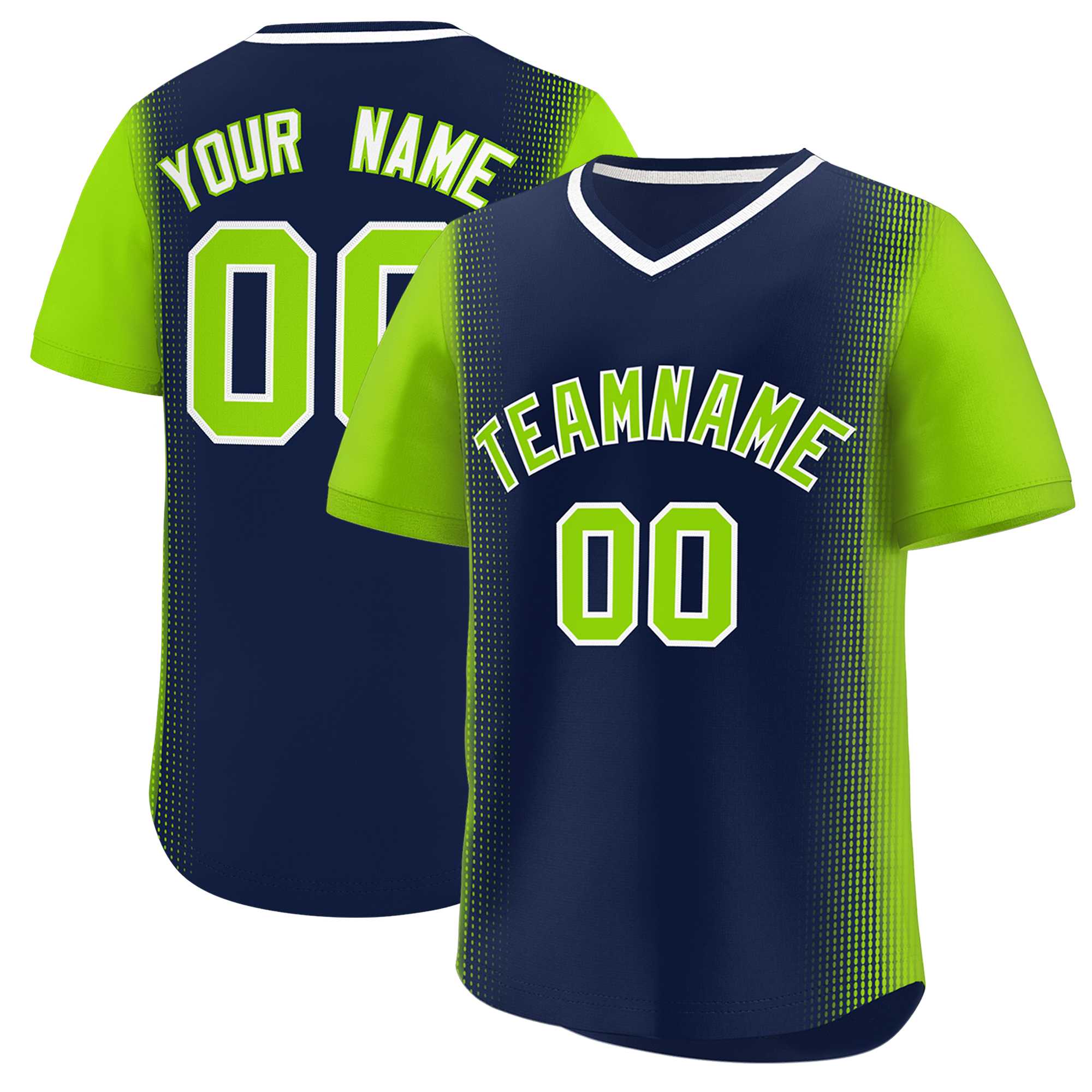 Custom Navy Neon Green Personalized Raglan Sleeves Authentic Baseball Jersey