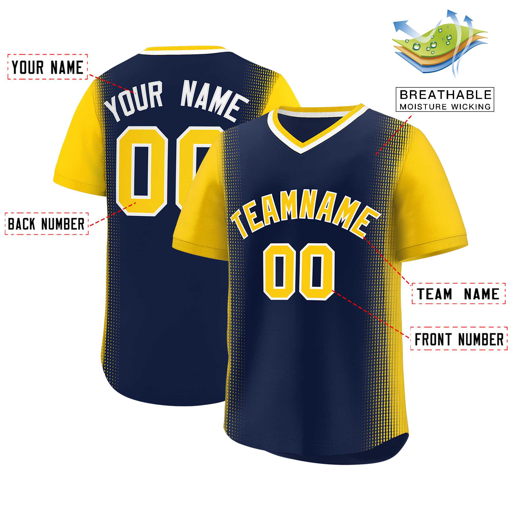 Custom Navy Gold Personalized Raglan Sleeves Authentic Baseball Jersey