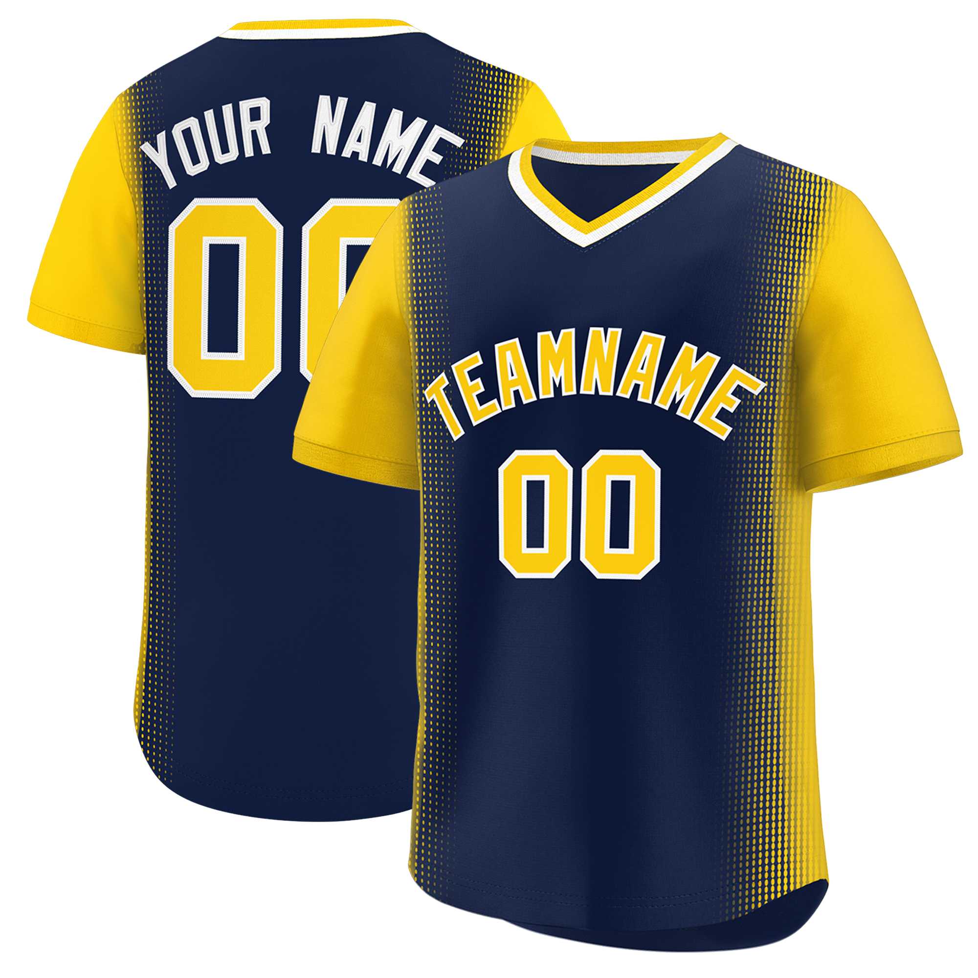 Custom Navy Gold Personalized Raglan Sleeves Authentic Baseball Jersey