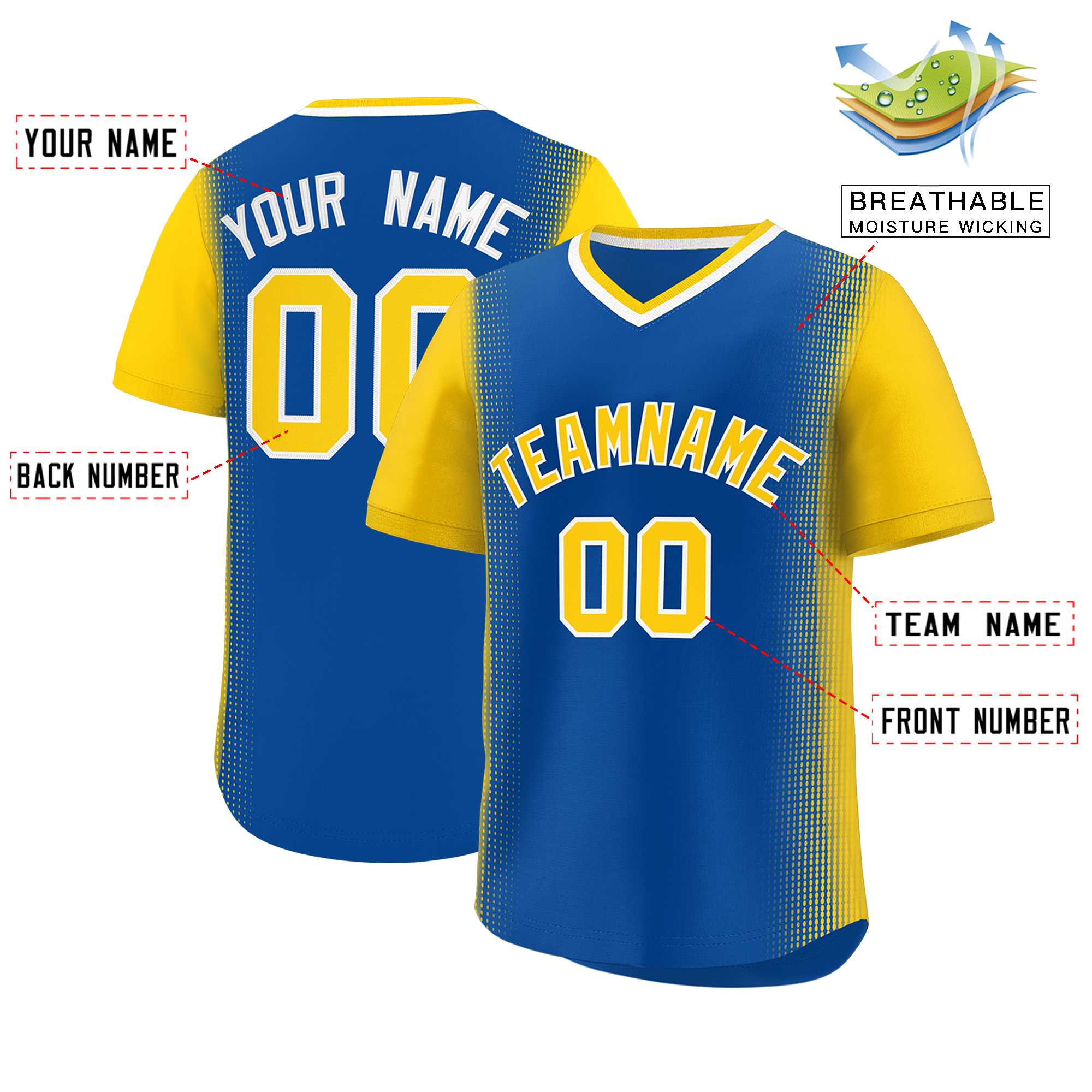 Custom Royal Gold Personalized Raglan Sleeves Authentic Baseball Jersey