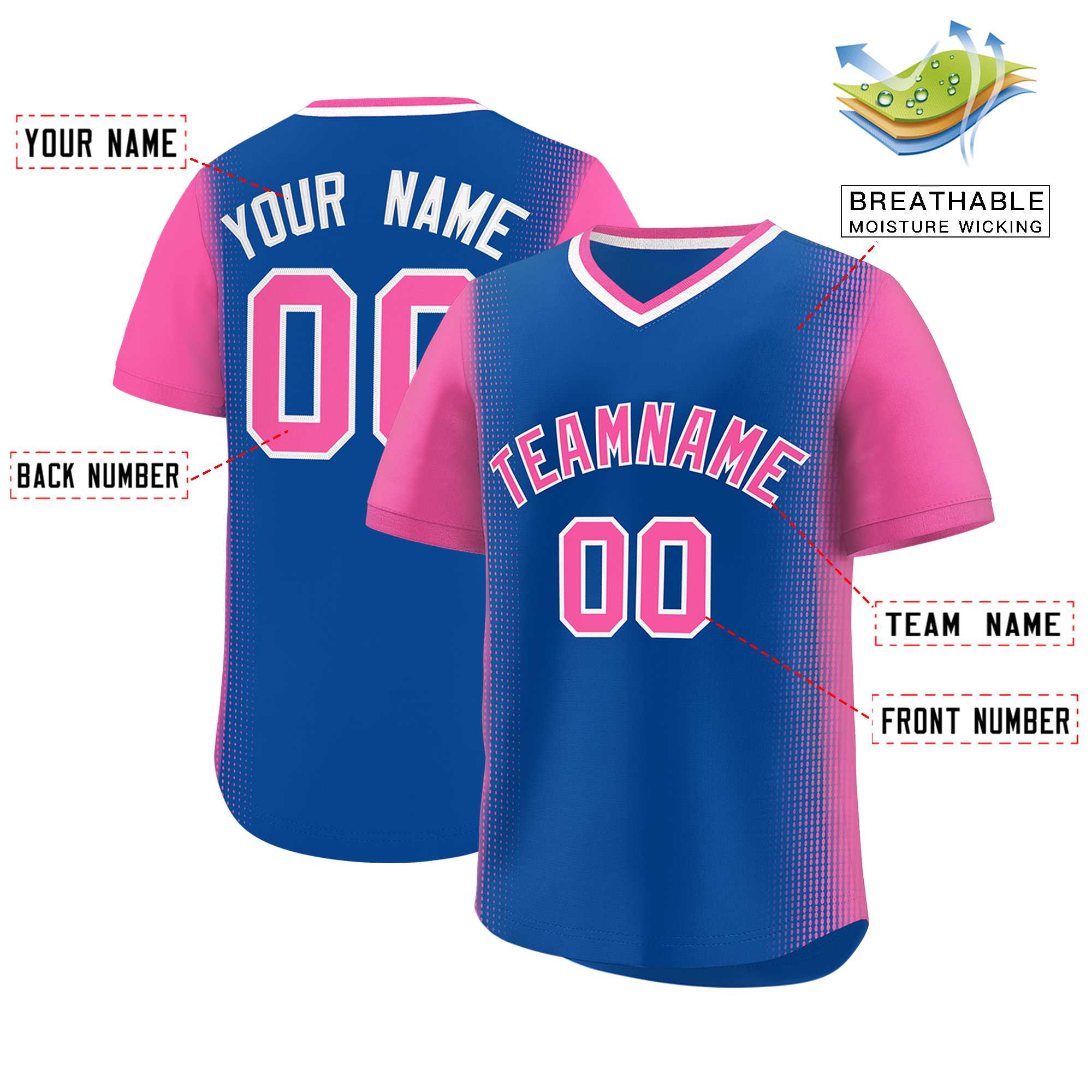 Custom Royal Pink Personalized Raglan Sleeves Authentic Baseball Jersey