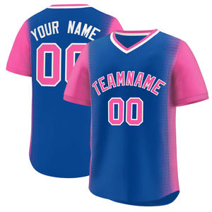 Custom Royal Pink Personalized Raglan Sleeves Authentic Baseball Jersey