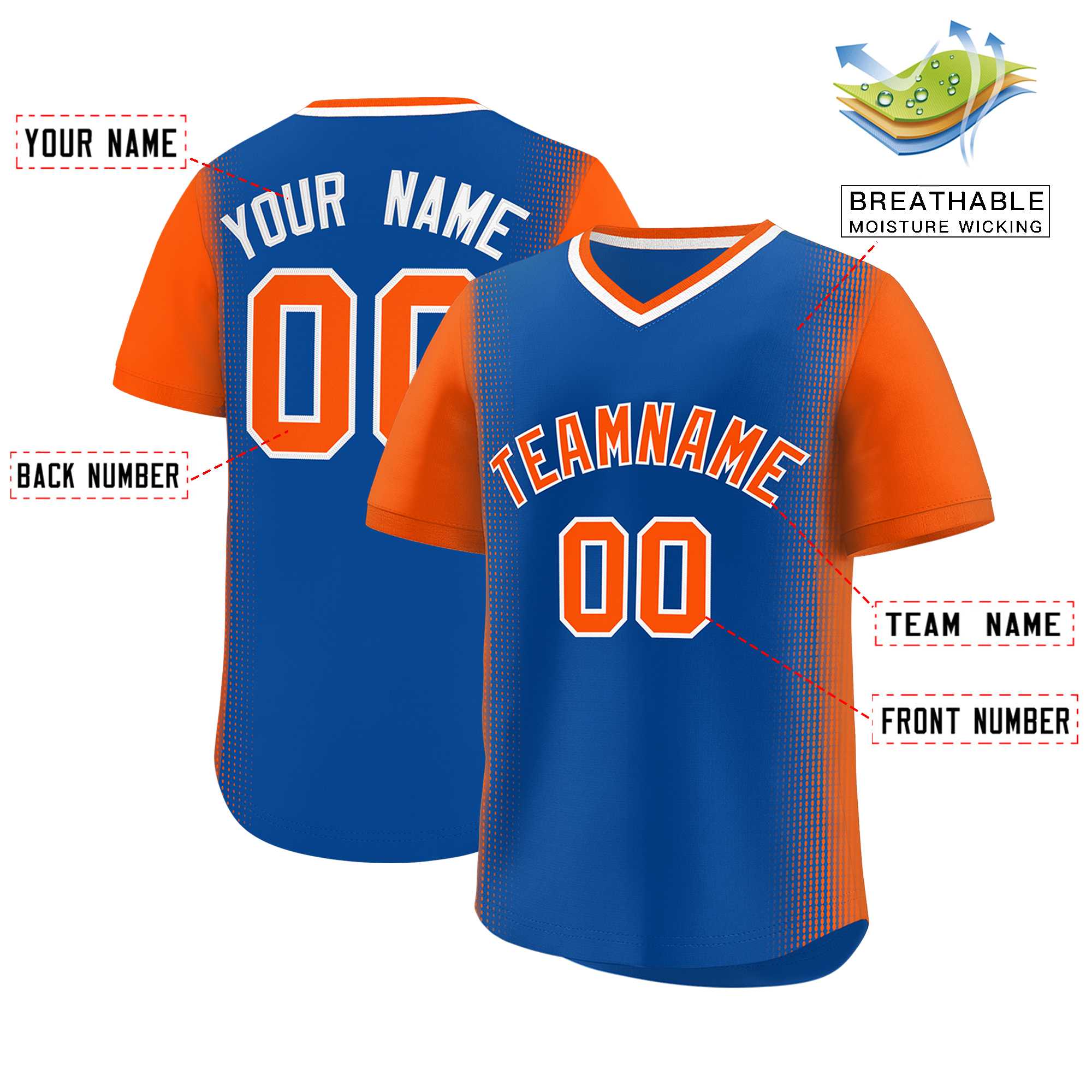 Custom Royal Orange Personalized Raglan Sleeves Authentic Baseball Jersey