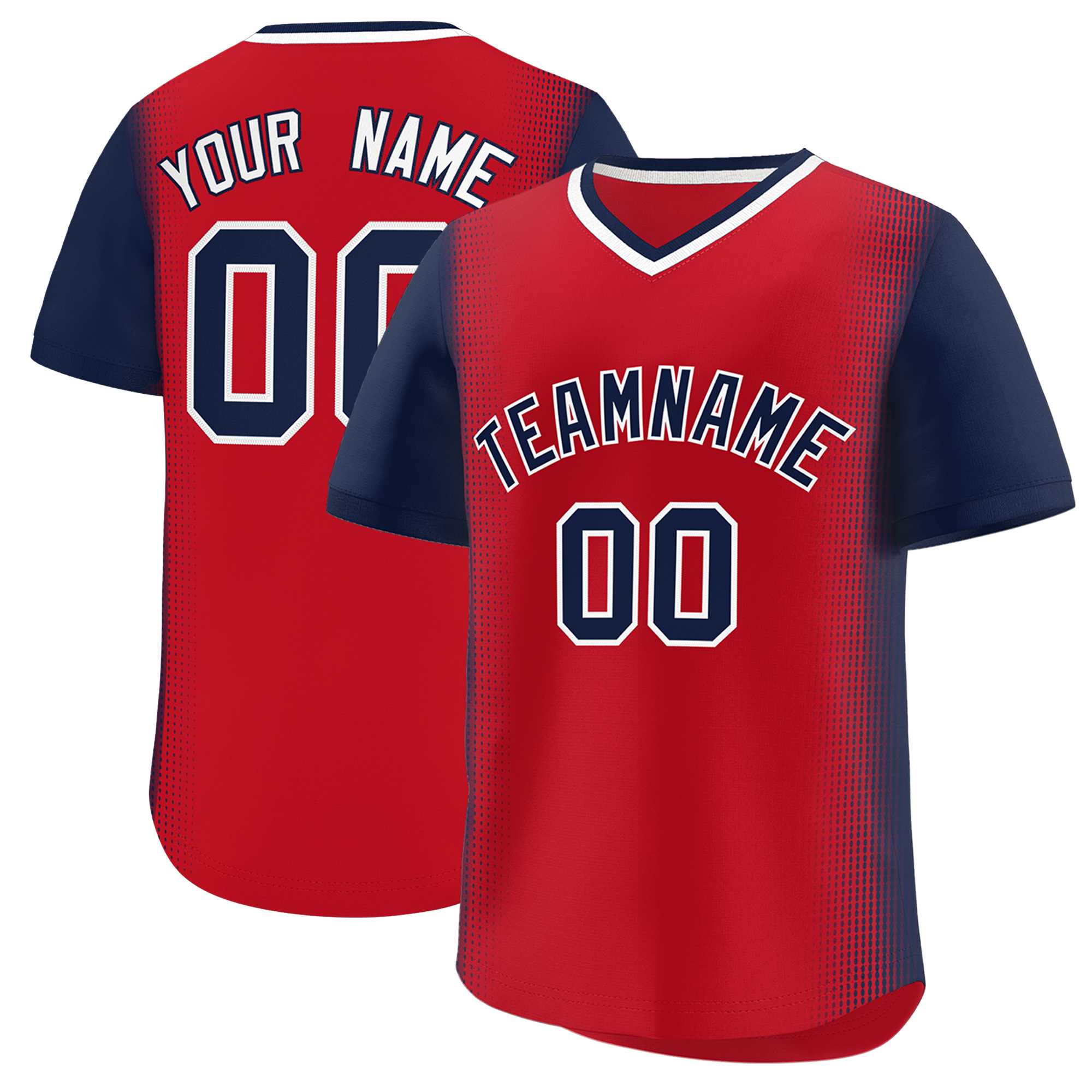 Custom Red Navy Personalized Raglan Sleeves Authentic Baseball Jersey