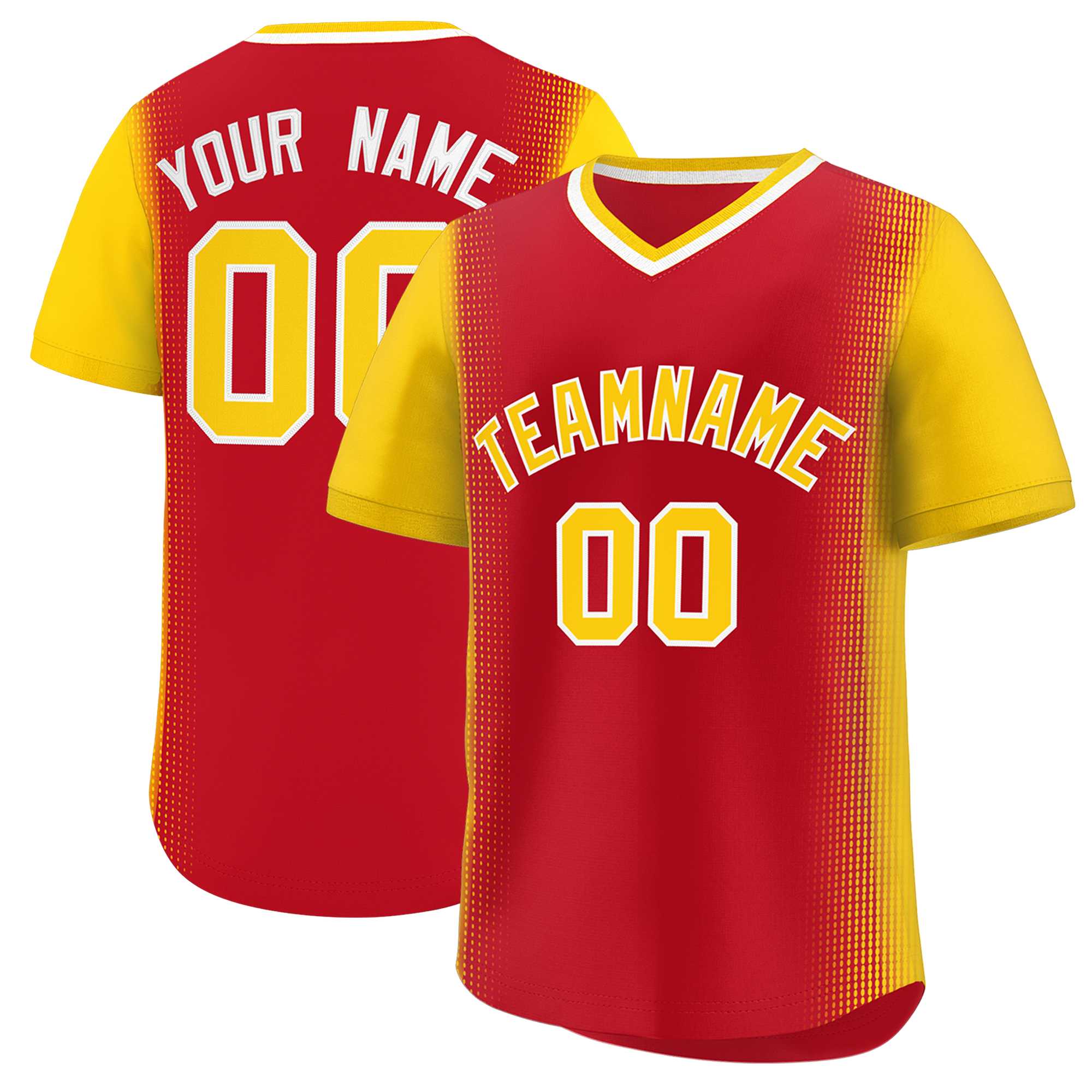 Custom Red Gold Personalized Raglan Sleeves Authentic Baseball Jersey