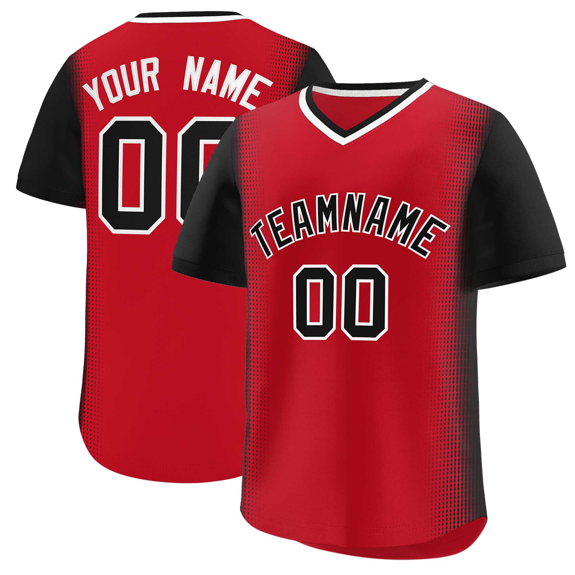 Custom Red Black Personalized Raglan Sleeves Authentic Baseball Jersey