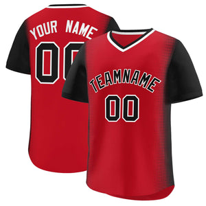 Custom Red Black Personalized Raglan Sleeves Authentic Baseball Jersey