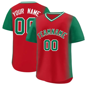 Custom Red Kelly Green Personalized Raglan Sleeves Authentic Baseball Jersey