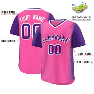 Custom Pink Purple Personalized Raglan Sleeves Authentic Baseball Jersey