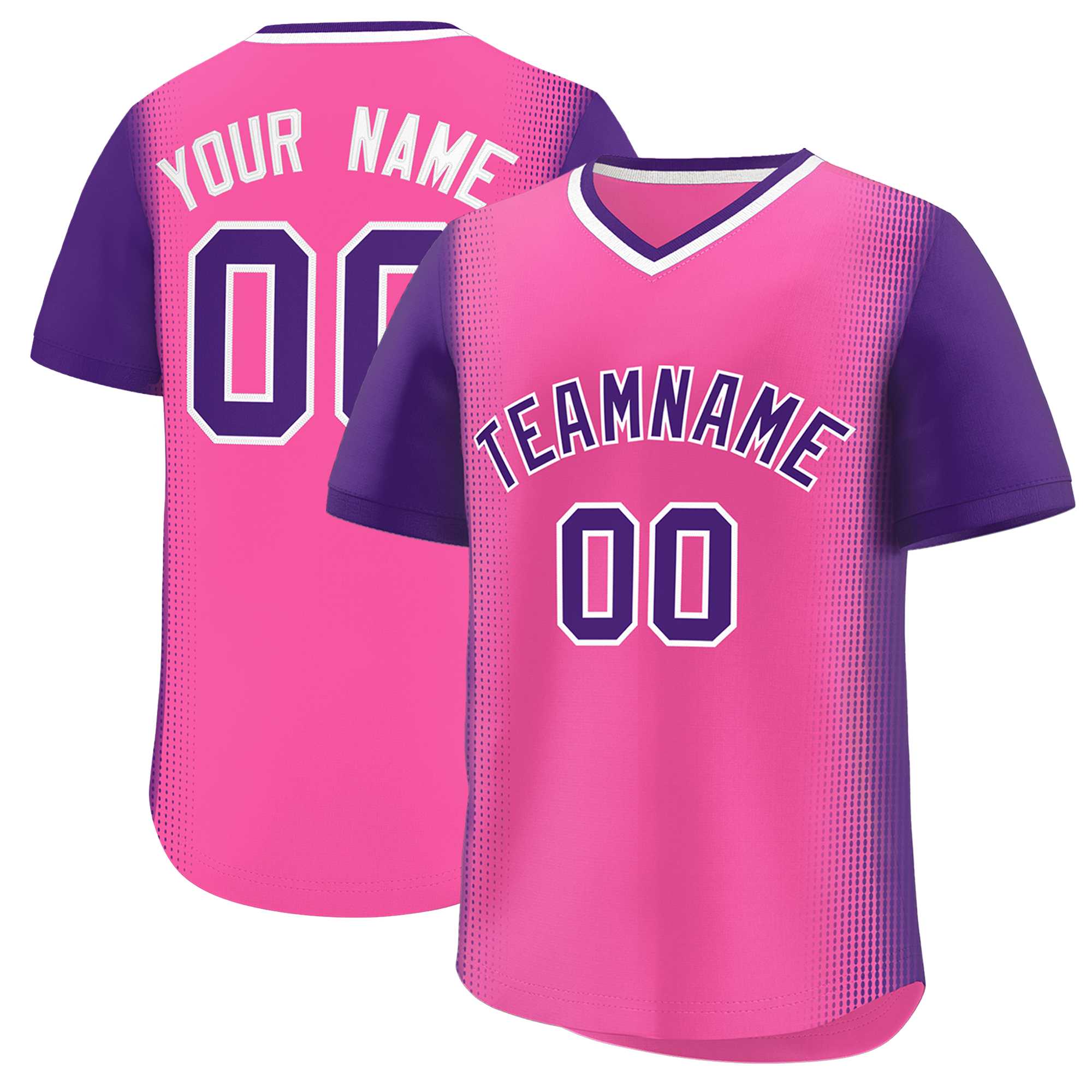 Custom Pink Purple Personalized Raglan Sleeves Authentic Baseball Jersey