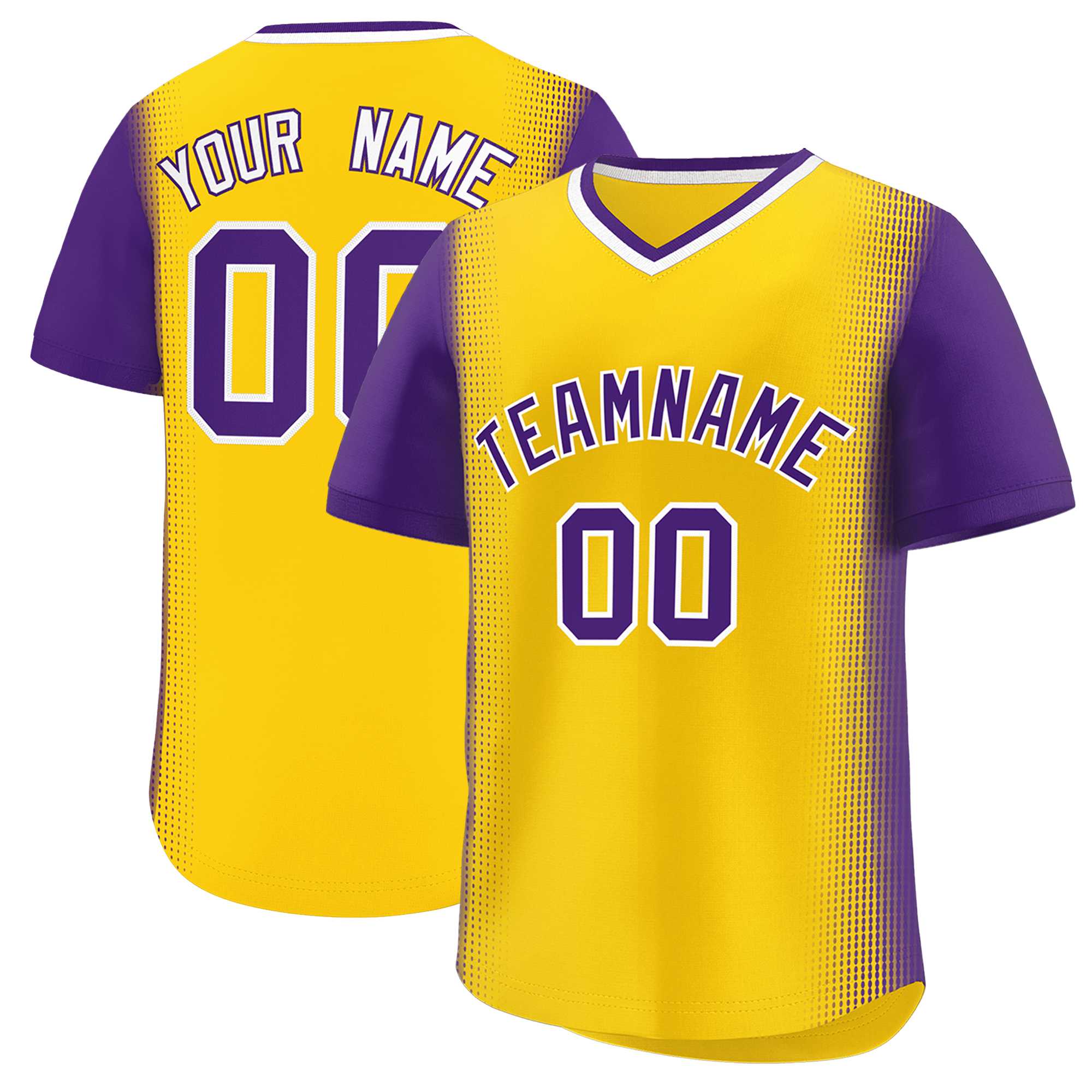 Custom Gold Purple Personalized Raglan Sleeves Authentic Baseball Jersey