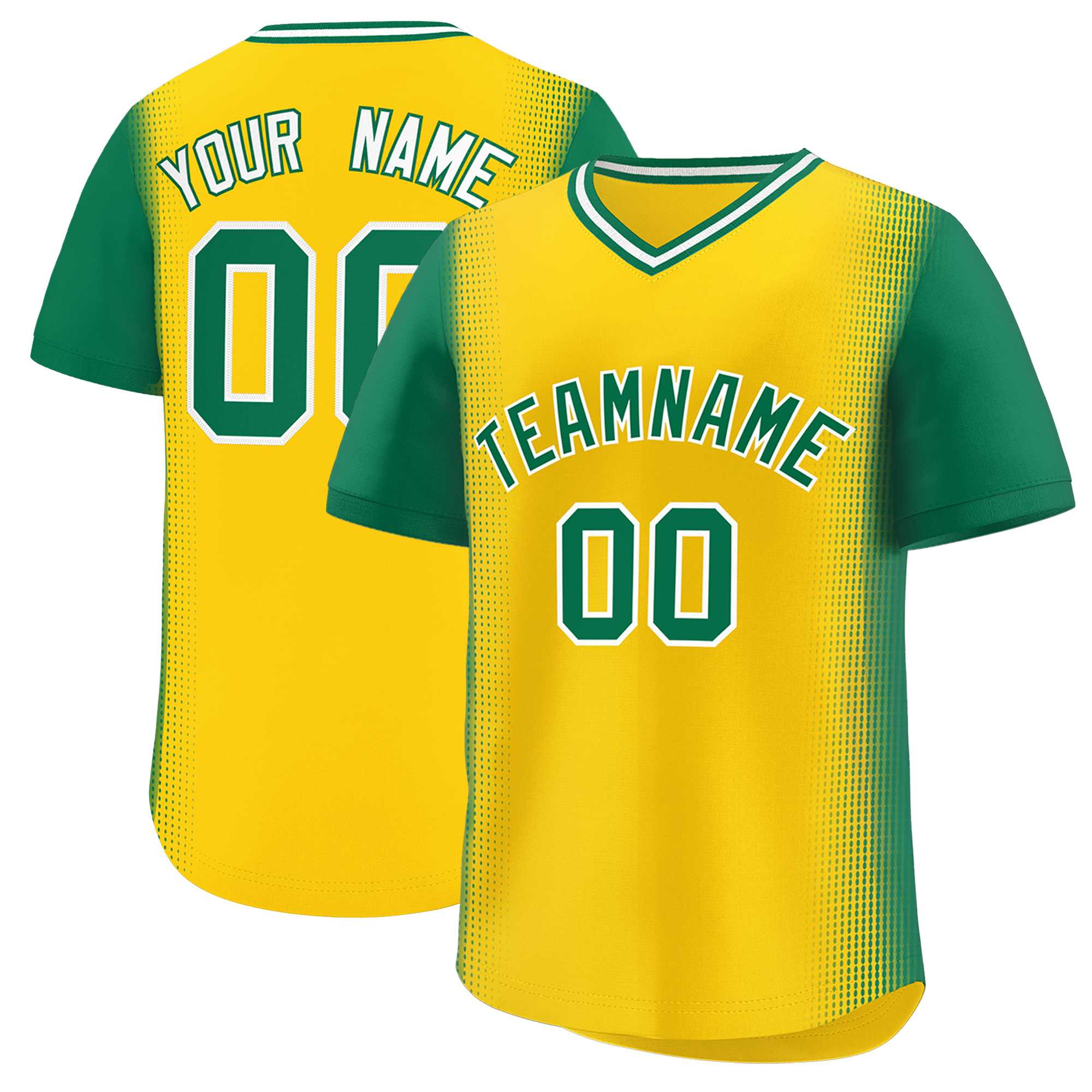 Custom Gold Kelly Green Personalized Raglan Sleeves Authentic Baseball Jersey