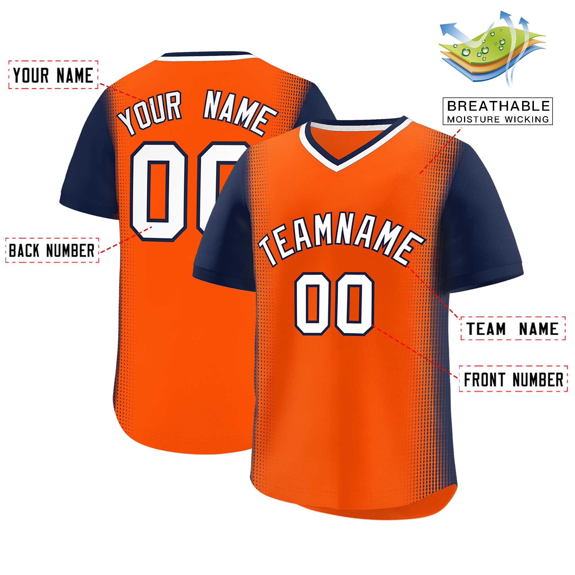 Custom Orange Navy Personalized Raglan Sleeves Authentic Baseball Jersey