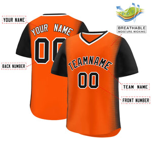 Custom Orange Black Personalized Raglan Sleeves Authentic Baseball Jersey