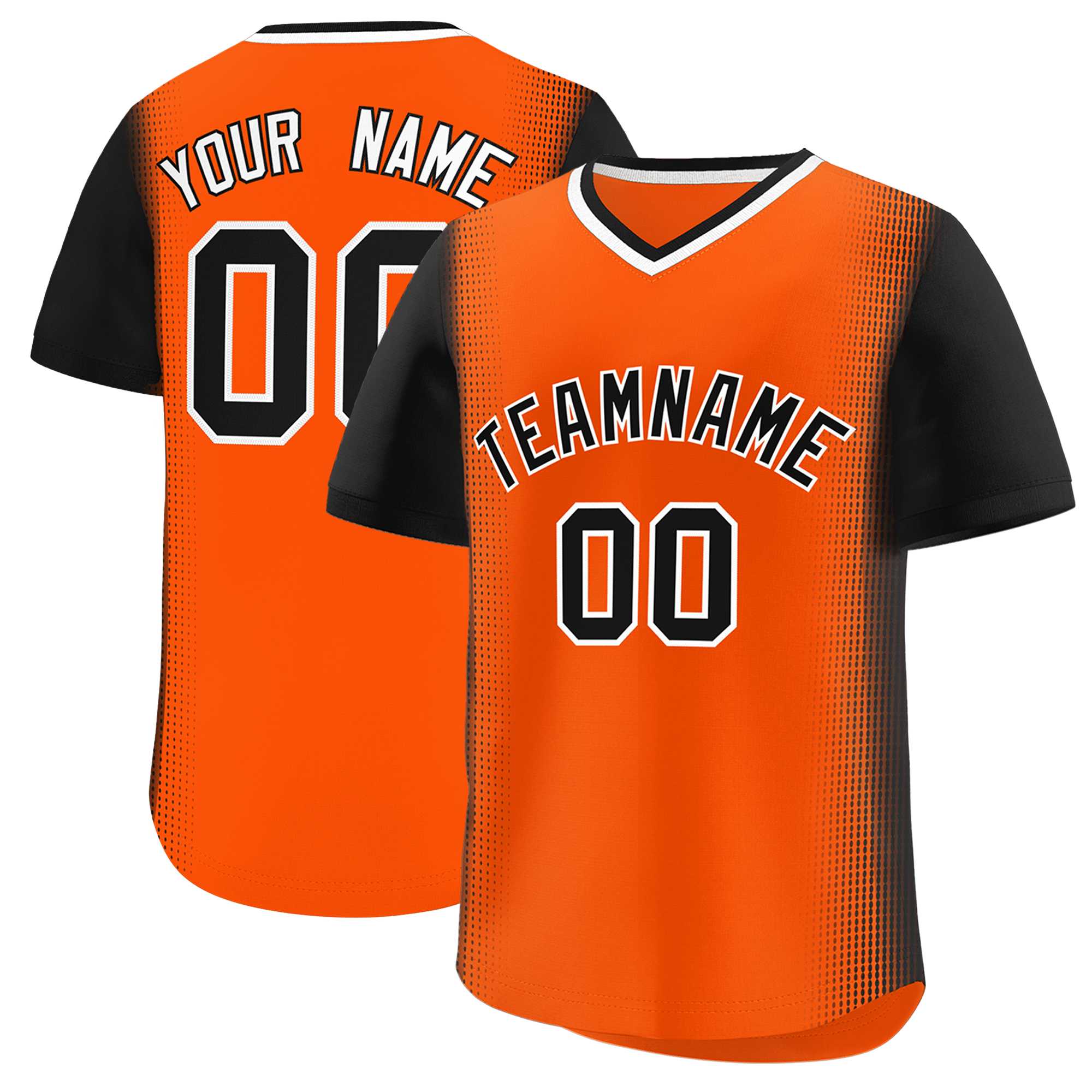 Custom Orange Black Personalized Raglan Sleeves Authentic Baseball Jersey