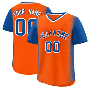 Custom Orange Royal Personalized Raglan Sleeves Authentic Baseball Jersey