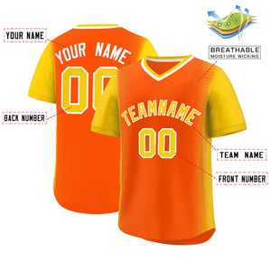 Custom Orange Gold Personalized Raglan Sleeves Authentic Baseball Jersey