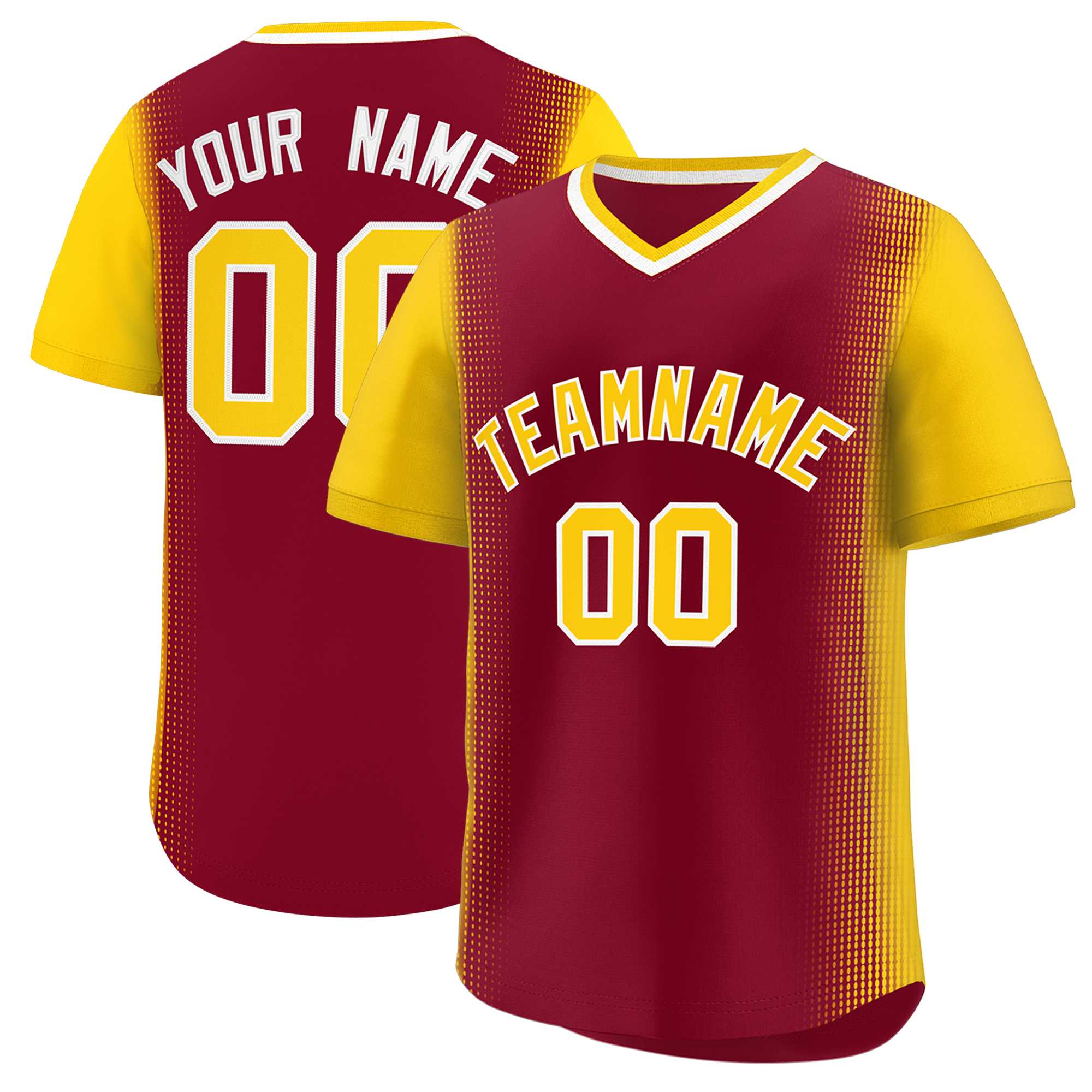 Custom Crimson Gold Personalized Raglan Sleeves Authentic Baseball Jersey