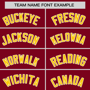 Custom Crimson Gold Personalized Raglan Sleeves Authentic Baseball Jersey