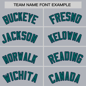 Custom Gray Navy-Aqua Personalized Raglan Sleeves Authentic Baseball Jersey