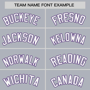 Custom Gray Purple Personalized Raglan Sleeves Authentic Baseball Jersey