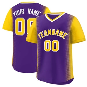 Custom Purple Gold Personalized Raglan Sleeves Authentic Baseball Jersey