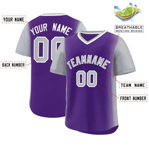 Custom Purple Gray Personalized Raglan Sleeves Authentic Baseball Jersey